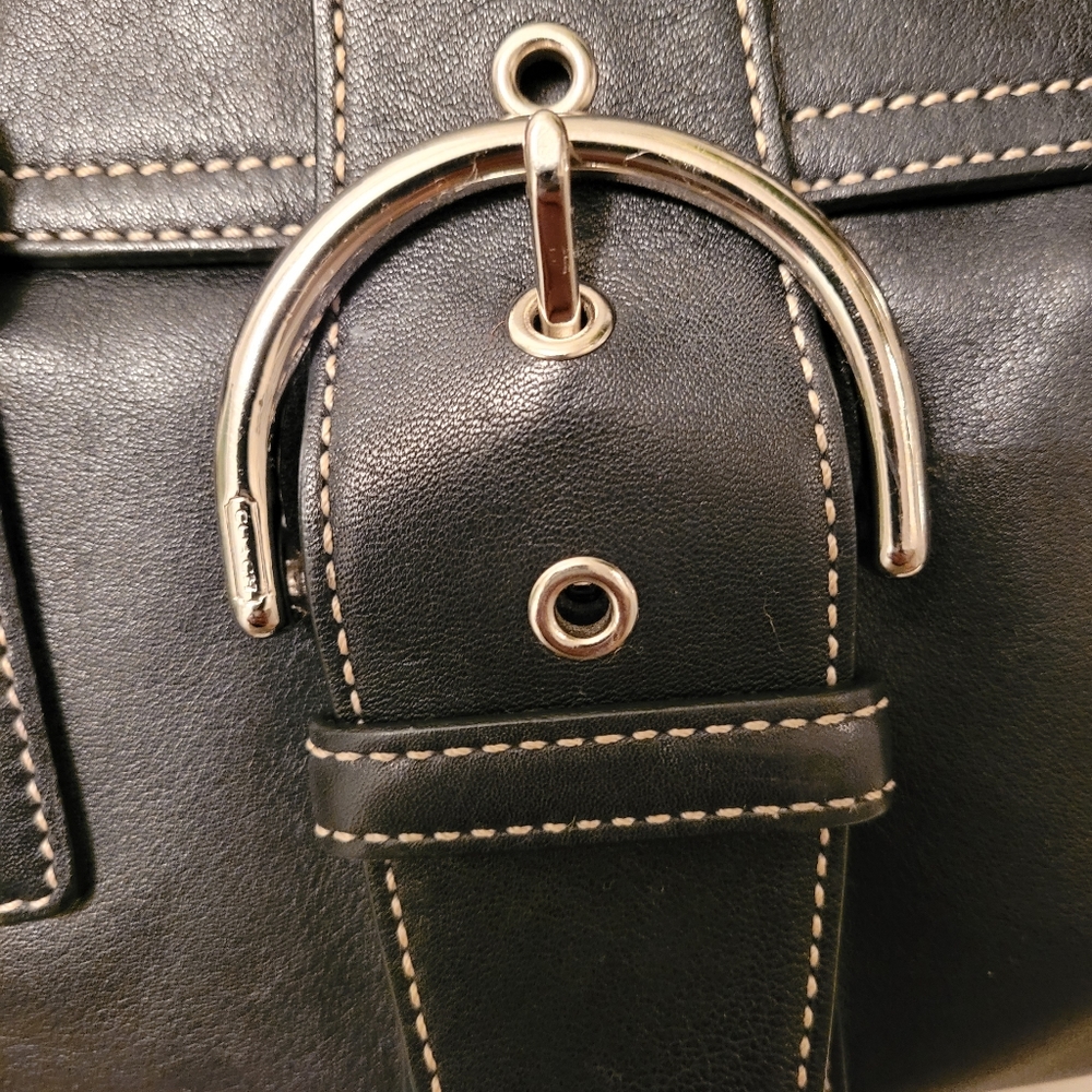 Coach Black Leather Satchel with Silver Hardware - Picture 9 of 16